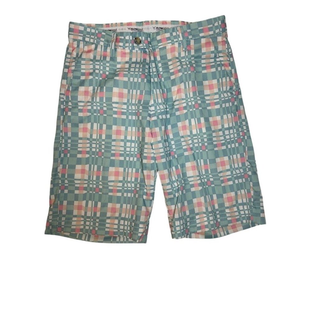 FlowGolf Mens Plaid Golf Shorts Size 32 Multicolor Polyester/Spandex Blend‎